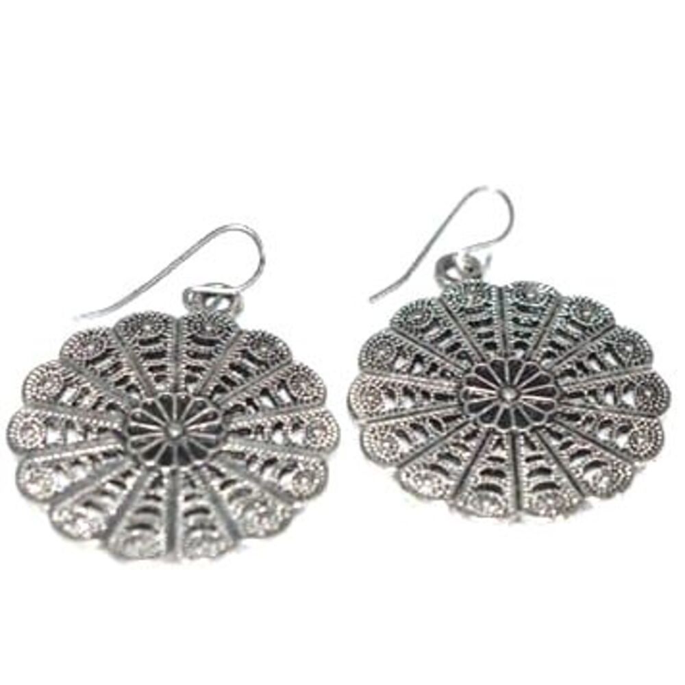 Chic Design Botanical Silver Tone Dangle/Drop Hook Grunge Y2k Earrings